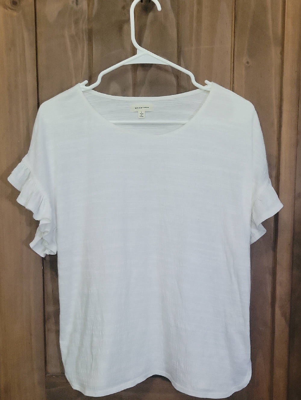 Max Studio White Ruffle Sleeve Blouse